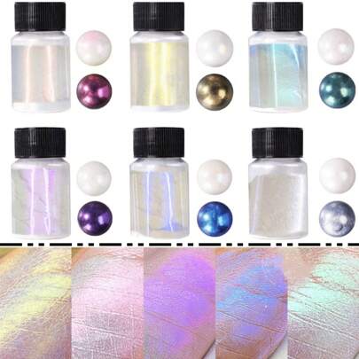 6 Colors 30ml/Bottle Resin Dye Iridescent Mica Powder, Interference Mica Powder Suitable For Epoxy Resin, Resin, Candle Making, Painting, Slime, Jewelry DIY, Art Creation - Powder