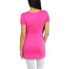 ToBeInStyle Women's Long Tunic Tops - 蓋袖 - 紫紅色 - 查看 2