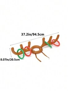 Pvc Inflatable Reindeer Antler Ring Toss Game Toy Set With 4 Rings For Christmas And Other Parties - Brown - View 3
