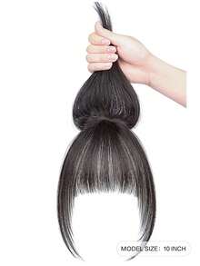 瀏海3d法式瀏海假髮女自然額頭美白加髮簾八字空氣瀏海 - 黑色 - 查看 7