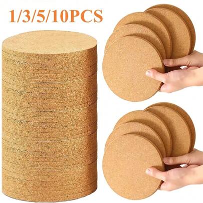 1/3/5/10PCS Natural Cork Coaster Round Square Mats Heat DIY Table Pad Sheets Non Slip Kitchen Tea Coffee Mug Drinks Holder Tableware