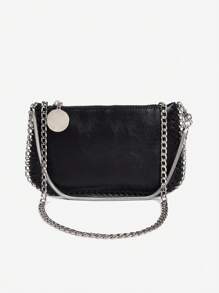 Handmade Silver Metallic Color Chain Details Croissant Shape Bag With Multiple Usage, Can Be Used As Handbag, Shoulder Bag, Crossbody Bag - màu đen - Xem 7