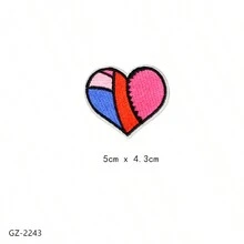 1入歐美風格時尚心形布貼,帶繡花自製衣著配件 - 彩色 - 查看 16