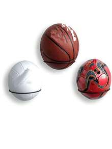 Wall-Mounted Iron Basketball Rack, Basketball & Football Stand, Multipurpose Ball Storage Shelf, Display Rack - Black - View 3