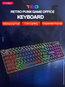 Teclado De Gaming Mecánico Retroiluminado Para Escritorio Y Portátil - Rosa - Ver 2