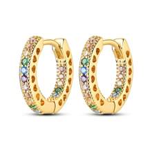 Earring For Women Exquisite Hoop Earrings Inlaid Colorful Sparkling Zirconia Design Silver Color Multiple Colors Available Hypoallergenic Jewelry Pretty Female Gift - KTE112 - View 12
