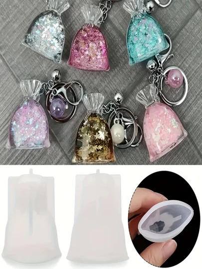 1 件福袋形硅胶模具，钱包形配件树脂模具，金鱼水袋环氧树脂模具，迷你可爱袋形模具，用于制作 DIY 手工艺品，如钥匙扣、珠宝、汽车吊坠