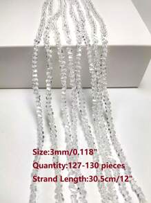 1串&10串 三角形玻璃珠/玻璃水晶刻面珠，適用於珠寶製作/DIY散珠/婚禮裝飾 - 無色 - 查看 5