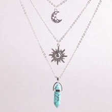 1 Miếng Ba Lớp Chuỗi mặt trời & Thiết kế mặt trăng Hợp kim Đá tự nhiên Mặt dây pha lê Dây chuyền , Lục giác Cột riêng Năng lượng Áo len Chuỗi , Bán sỉ In Thẻ bao bì - Đá tự nhiên - Xem 21