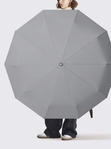 1 pieza Paraguas plegable automático con mango de gancho, portátil, anti-UV, paraguas de viaje con gran dosel para la escuela, oficina, hogar, refrescante en verano, playa, viaje