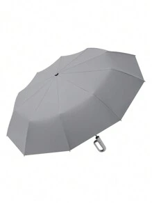 1 pieza Paraguas plegable automático con mango de gancho, portátil, anti-UV, paraguas de viaje con gran dosel para la escuela, oficina, hogar, refrescante en verano, playa, viaje