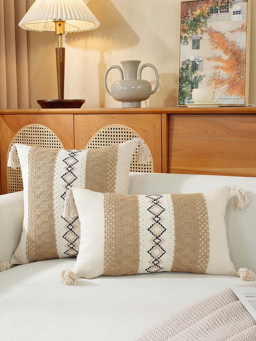 1 Vỏ Gối Trang Trí Viền Phong Cách Bohemian Cho Kỳ Nghỉ - Nhiều màu - Xem 1