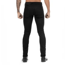 Jeans para hombre, de tiro ajustado, con roto y desgastados, Jeans Rotos Mezclilla Stretch Negro Hombre - Negro - Ver 8
