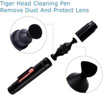 1 set D'outils De Nettoyage De Lentilles D'appareil Photo Reflex Numérique Trois-en-un Pour Clavier D'ordinateur Avec Un Stylo À Lentille Soufflée Par Air Et Un Étui De Tigre
