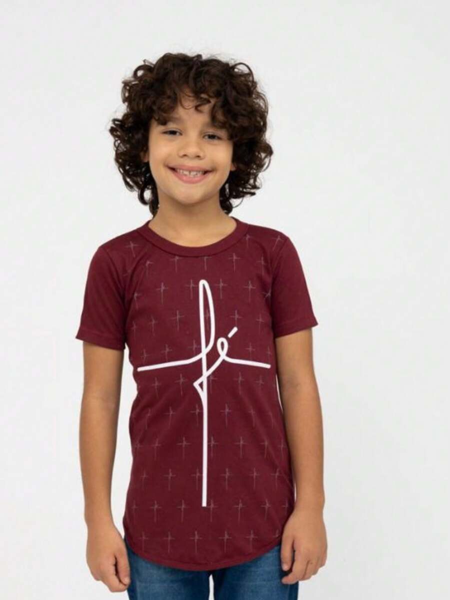 Young Boys T-Shirts - 酒紅色 - 查看 1