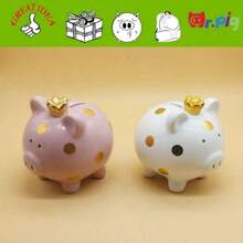 1pc Ceramic Crown Piggy Bank Desktop Ornament, Birthday Gift - White - View 5