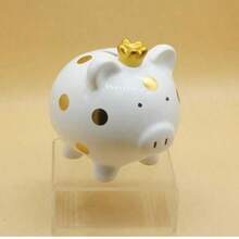 1pc Ceramic Crown Piggy Bank Desktop Ornament, Birthday Gift - White - View 4