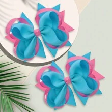 2Pcs 5 Inch Hair Bow Fashionable Children Girl Hair Bows With Clips For Festivals Gift - Multicolor - View 7