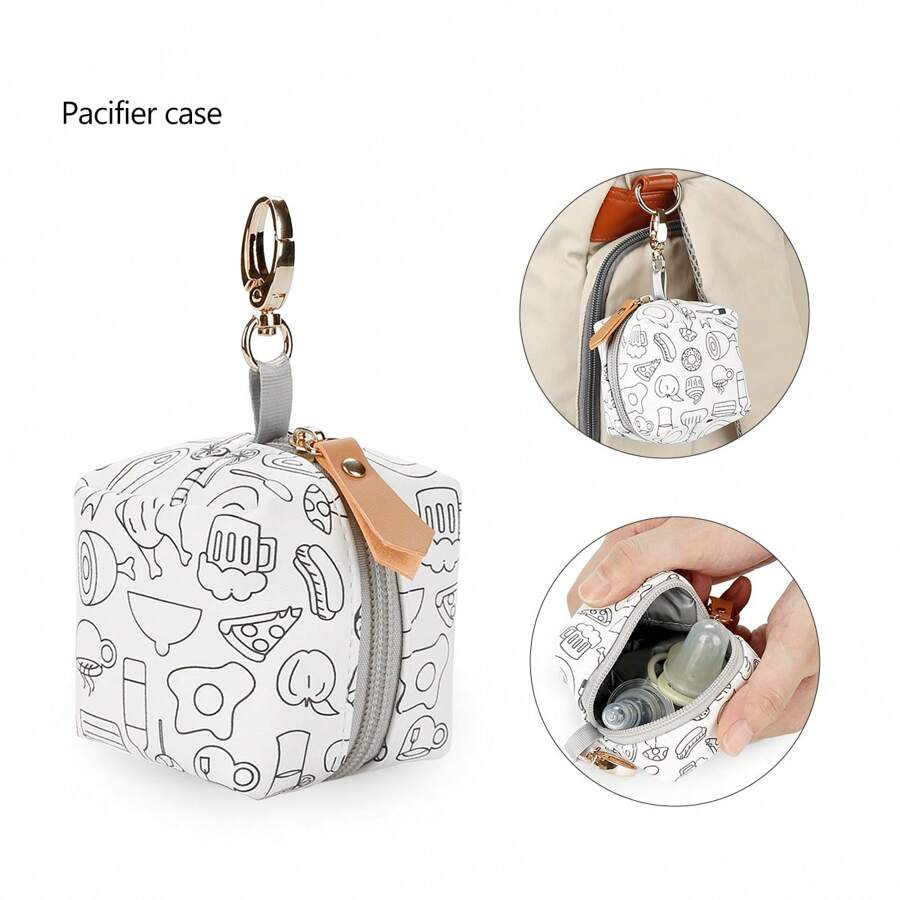 Waterproof Pu Pacifier Case With Hook For Stroller And Diaper Bag - Line Body - View 1