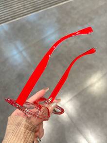 大猫眼透明镜框果冻色镜片眼镜，时尚醒目的派对装饰，更适合女性透明眼镜配件女士眼镜配件 - A - 查看 6