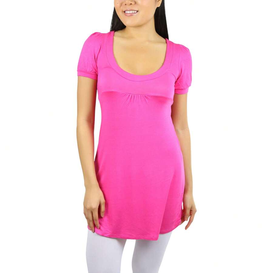 ToBeInStyle Women's Long Tunic Tops - 蓋袖 - 紫紅色 - 查看 1