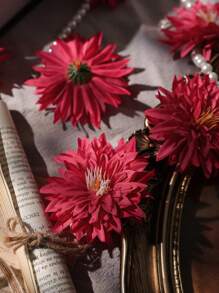 10pcs Artificial Red Chrysanthemum Flowers, Great For Home Decoration - Red - View 3