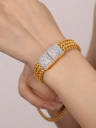 1PC18KGoldplatedStainless Steel Full Drill Bracelet