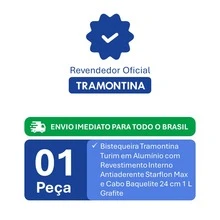 Bistequeira Turim em Alumínio com Revestimento Interno Antiaderente Starflon Max e Cabo Baquelite 24 cm 1 L Grafite - Preto - Visão 7