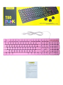 Teclado De Gaming Mecánico Retroiluminado Para Escritorio Y Portátil - Rosa - Ver 9