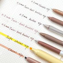 WRITECH Gel Pens Journaling Highlighters: Journal Set Aesthetic Assorted Pastel Color Ink 0.5mm Fine Point Retractable 0.7mm Black Pen Smooth Writing Drawing No Bleed 7ct - Brown - View 3