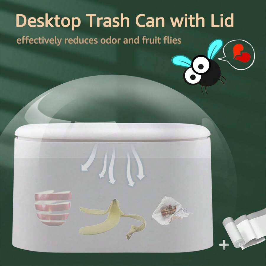 Mini Trash Can With Lid, PressType With Removable Inner Plastic Small