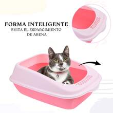 Large Cat Litter Box Sanitary Tray Open Folding Easy Assembly Quality Materials 51cmx35cmx16cm Different Colors A03 - Pink - View 3
