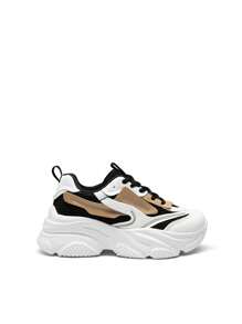 Women's Platform Chunky Fashion Sneakers Walking Lace-Up Comfortable Dad Sneakers Workout Sport Work Casual Tennis Shoes - Đen/Tân - Xem 6