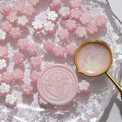 100pcs/Bag Sakura Shape Sealing Wax Beads For Wax Seal Stamp, Great For Embellishment Of Card Envelope,Wedding Invitation,Gift Wrapping Back To School,Back To School,School Supplies