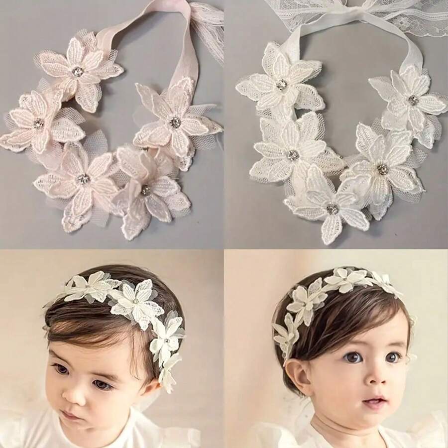 花朵蕾絲髮帶可愛彈性頭帶頭飾髮飾女嬰首飾,禮物的理想選擇