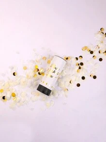 1入組迷你手持式彩帶迎賓炮,白色便攜式diy彈簧推進的五顏六色彩紙迎賓炮,適用於生日派對、婚禮和母親節家庭聚會營造氛圍道具 - 白色 - 查看 8