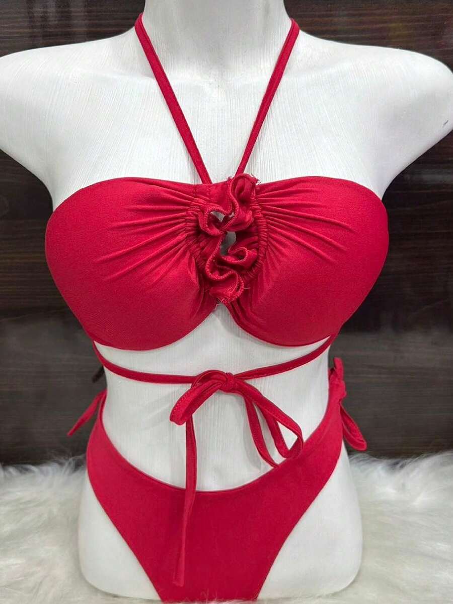 Women Bikini Sets - 紅色 - 查看 1