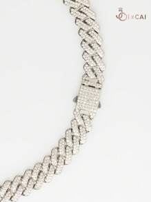 Cadena cubanas ,Collares Cubanas De Diamantes, Collar De Hip-Hop Con Diamantes De Imitación De Moda 50cm - Plateado - Ver 2