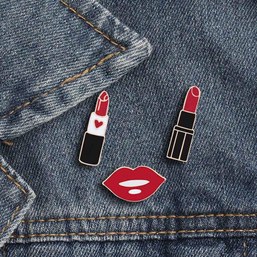 1pc Sexy Red Lips Brooches Creative Women Lipstick Enamel Pin Jackets Shirt Bag Lapel Pins Badge Fashion Lady Jewelry Gift For Girls