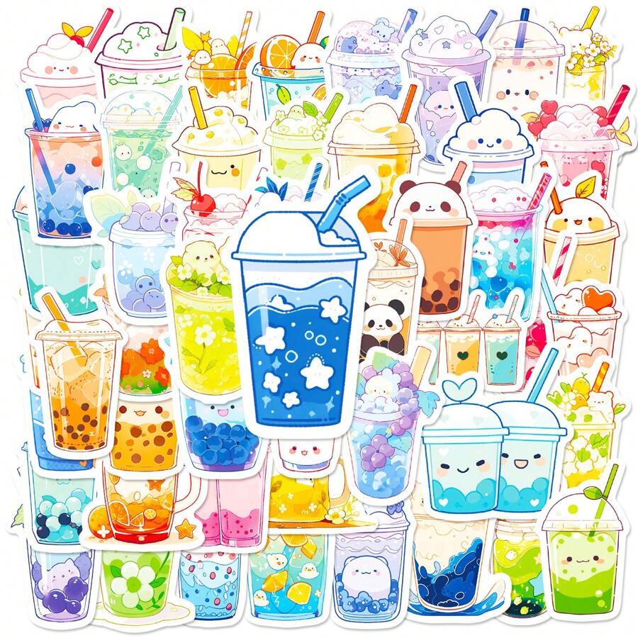 50 miếng dán chống thấm nước hình trà sữa Boba hoạt hình, miếng dán tự dính bằng nhựa vinyl hoàn hảo cho vali, bình nước, ốp điện thoại, máy tính xách tay, ván trượt, hành lý, mũ bảo hiểm và nhiều thứ khác.[Chứng nhận trẻ em] - Màu be - Xem 1