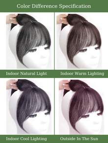 瀏海3d法式瀏海假髮女自然額頭美白加髮簾八字空氣瀏海 - 黑色 - 查看 8