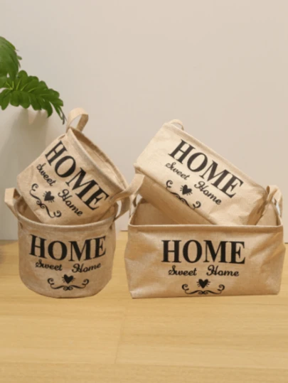 多件装可折叠印花收纳篮，有圆形和方形两种款式可选，可水洗，适用于收纳衣物、家居用品，也可用于卧室、书桌、衣柜和厨房等场所。