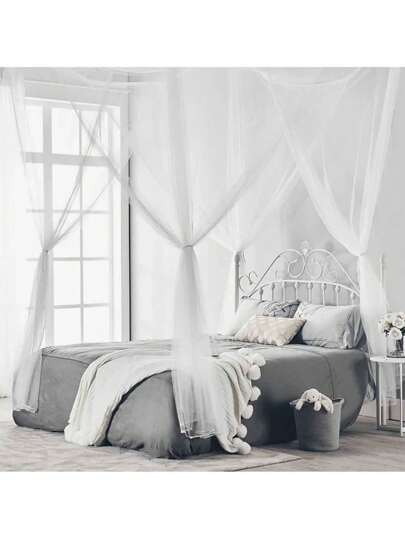 1st 4 hörn färgglatt myggnät, 210x190x240cm/83x75x95in finmaskigt tältkapell för säng, fönstergardin, elegant design för hel/stor/extra stor säng