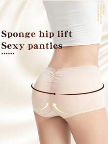 1 件裝女式塑身衣高腰控制內褲帶海綿臀墊適合產後和日常穿著 - 米色 - 查看 8