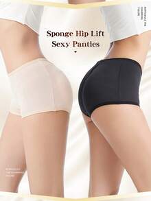 1 件裝女式塑身衣高腰控制內褲帶海綿臀墊適合產後和日常穿著 - 米色 - 查看 4