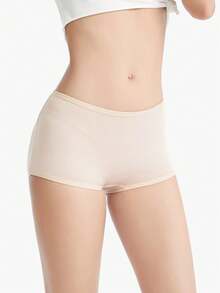 1 件裝女式塑身衣高腰控制內褲帶海綿臀墊適合產後和日常穿著 - 米色 - 查看 9
