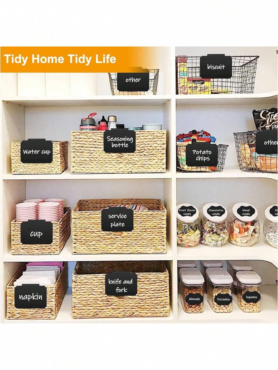 10pcs Basket Labels For Storage Bins,Removable Chalkboard Labels Clip