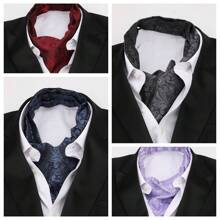 Bufanda larga reversible retro para hombre, bufanda casuales de caballero, bufanda formal de negocios para primavera, otoño e invierno, accesorios de camisa de traje de fiesta casual estilo ascot, excelente regalo boho