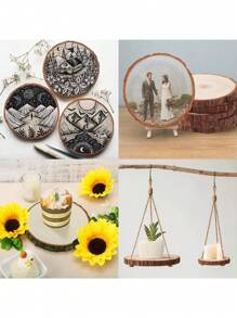 1 zestaw/10 szt. 10-12 cm okrągły kształt plaster drewna sosnowego z korą na stół, imprezy świąteczne, dekoracje ślubne, rękodzieło DIY najlepsze prezenty