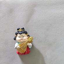 1pc Creative 3d Resin Fridge Magnet Decor Featuring A Beautiful Dressed-Up Chinese Lady Playing Various Musical Instruments Surrounded By Peony, Chinese Cabbage And Swallow - Multicolor - View 9